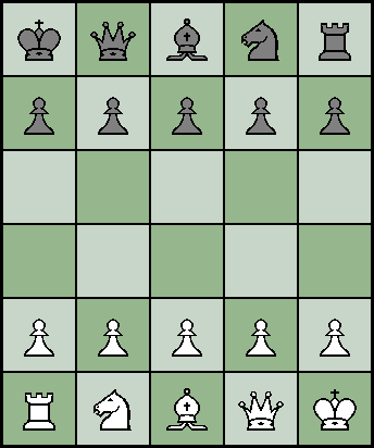 Mini ajedrez con reyes en esquinas opuestas para imprimir y jugar