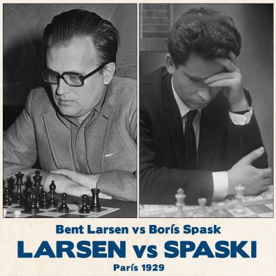 Tablero de ajedrez Larsen vs Spaski en Belgrado 1970