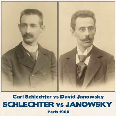 Tablero de ajedrez Schlechter vs Janowsky en París 1900