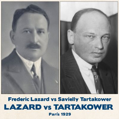 Tablero de ajedrez Lazard vs Tartakower en 1929