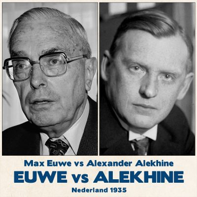 Tablero de ajedrez Euwe vs Alekhine en 1935