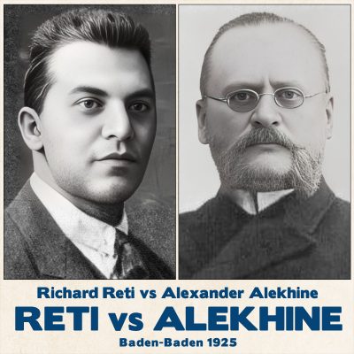 Tablero de ajedrez Reti vs Alekhine en Baden-Baden 1925