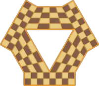 Tablero triangular de la variante ajedrez para 3 jugadores para imprimir
