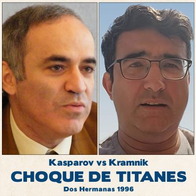 Tablero de ajedrez con la partida de Kasparov vs Kramnik en 1996