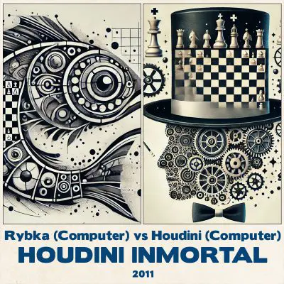 Tablero de ajedrez entre las computadoras Rybka vs Houdini, 2011