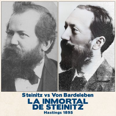 Tablero de ajedrez Steinitz vs Von Bardeleben, 1895