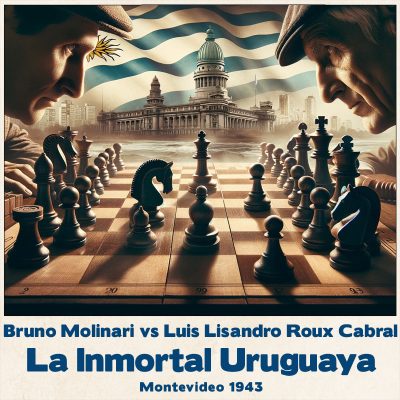 Tablero de ajedrez Molinari vs Cabral, Montevideo 1943