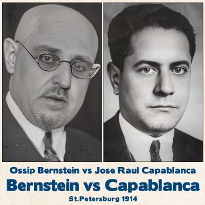 Tablero de ajedrez Bernstein vs Capablanca 1914