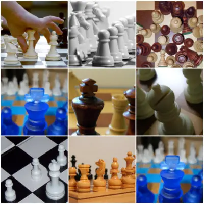 Juego de memoria con fotos de piezas y tableros de ajedrez