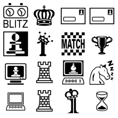 Juego de memoria con piezas y símbolos de ajedrez.