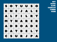 Sopa de letras de ajedrez con nombres de piezas escondidas