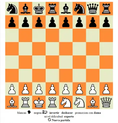Tablero inicial del Ajedrez Mezclado con piezas ubicadas aleatoriamente.