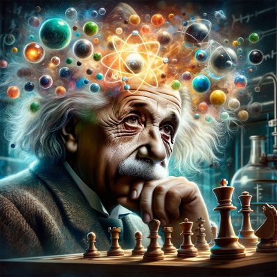 Albert Einstein jugando ajedrez