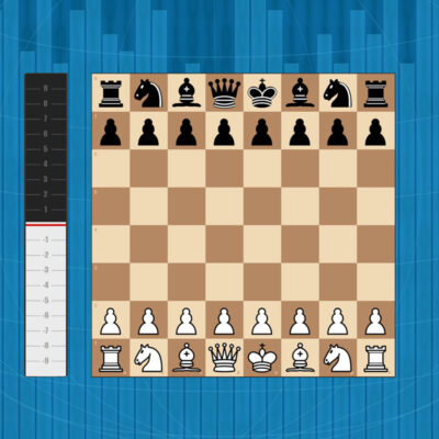 Tablero de ajedrez con motor Stockfish y medidor de ventaja