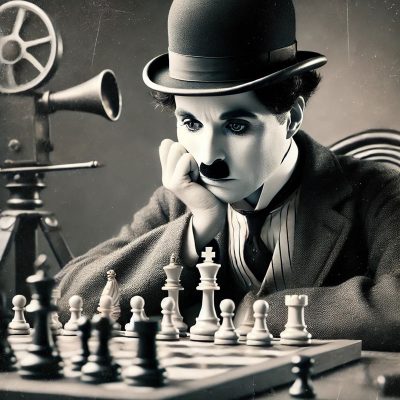 Charles Chaplin jugando ajedrez