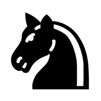 Caballo negro de ajedrez en archivo PNG para imprimir
