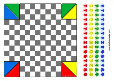 Juego de Ajedrez para 4 Jugadores para imprimir