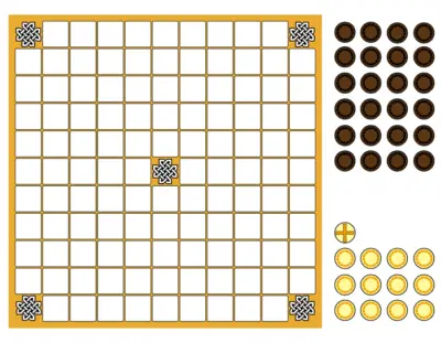 Tablero y piezas del juego Hnefatafl - Ajedrez Vikingo para imprimir