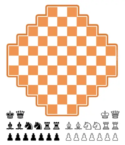 Juego de la variante de Ajedrez Romboidal para imprimir