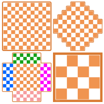 Tableros de diferentes tamaños de variantes de ajedrez para imprimir