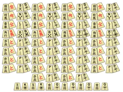 Piezas de el juego de Ajedrez Japones Shogi para imprimir