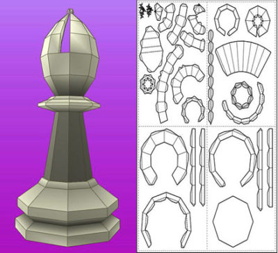 Plantillas de piezas de ajedrez para imprimir y construir en PDF