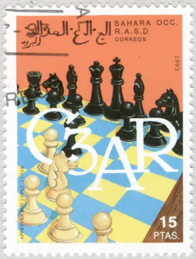 Estampilla: C3AR. Apertura Ruy Lopez. Sáhara Occidental 1993.