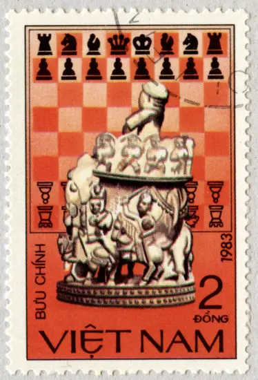 Estampilla: Imagen dedicada al Ajedrez. Vietnam 1983.