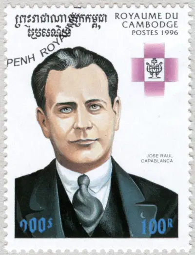 Estampilla: Jose Raul Capablanca. Camboya 1996.