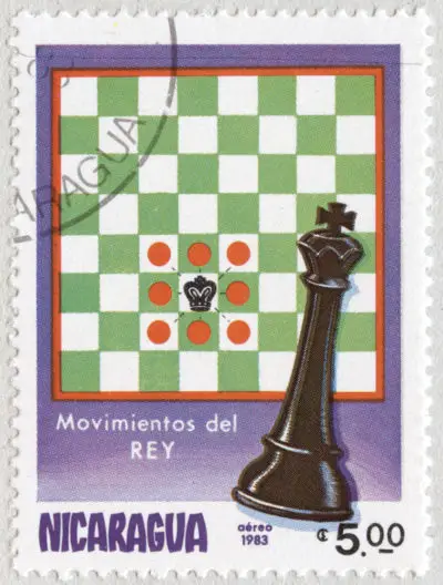 Estampilla: Movimiento del Rey. Nicaragua 1983.