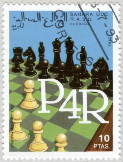 Estampilla: P4R. Apertura Ruy Lopez. Sáhara Occidental 1993.