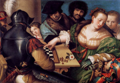 Los jugadores de ajedrez. Giulio Campi. 1530