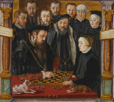 Duke Albrecht V de Bavaria y su esposa Anna de Austria juegan ajedrez. Hans Mielich. 1552.