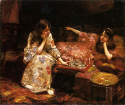 La partida de ajedrez. Henry Siddons Mowbray. 1890.