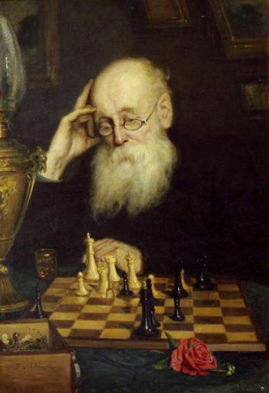 Retrato del jugador de ajedrez Aleksandr Petrov. Grigoriy Myasoyedov. 1907.