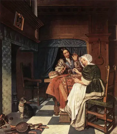 Los jugadores de ajedrez. Kornelis de Man. 1670.