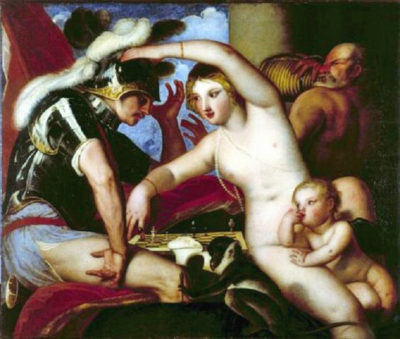 Marte y Venus en el ajedrez. Alessandro Varotari. 1630/1640.