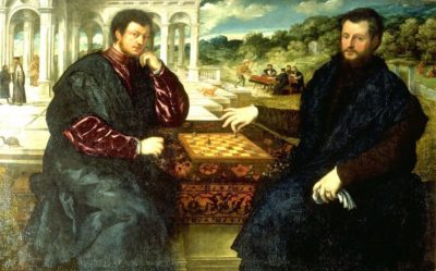 Dos ajedrecistas. Paris Bordone. 1545.