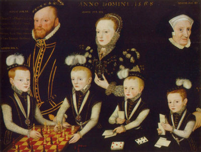 Retrato de Edward, barón de Windsor, Katherine de Vere y su familia. 1568.