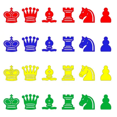 Piezas de ajedrez coloridas para imprimir en formato PDF