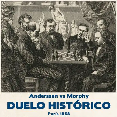 Tablero de ajedrez de la partida Anderssen vs Morphy en 1858