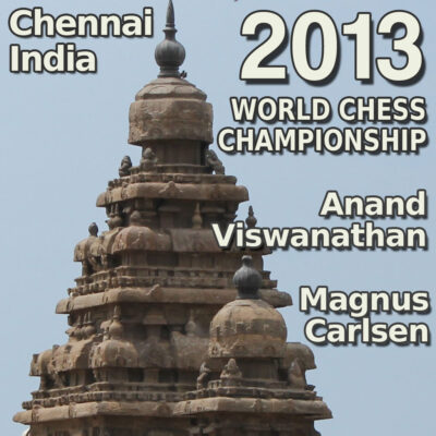 Campeonato Mundial de Ajedrez 2013 en Chennai, India, con los competidores Magnus Carlsen y Viswanathan Anand.