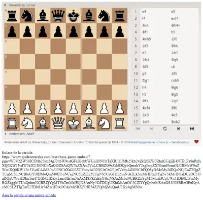 Herramienta para compartir e incrustar partidas de ajedrez en sitios web y redes sociales.