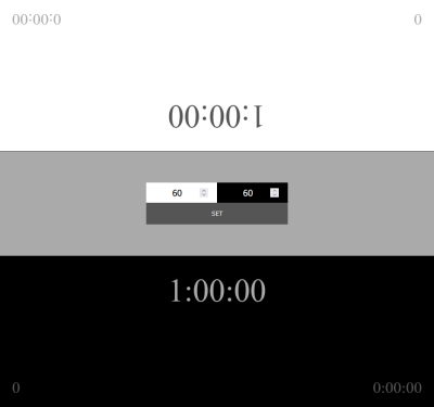 Reloj de ajedrez configurable con pantalla en blanco y negro.