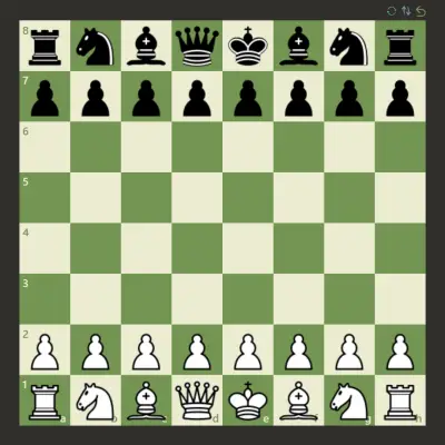 Tablero de ajedrez en pantalla compartida para dos jugadores.