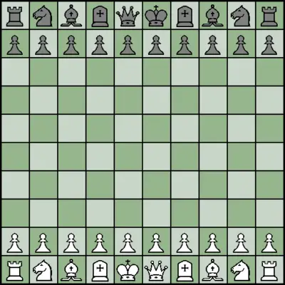 Tablero de Hiashatar con piezas únicas, incluyendo el Guardaespaldas, en un diseño 10x10.