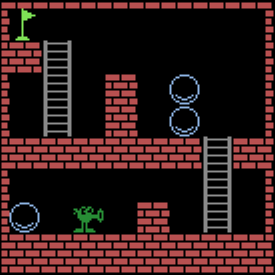 Vista del juego Rompecabezas de las Burbujas con burbujas y obstáculos.