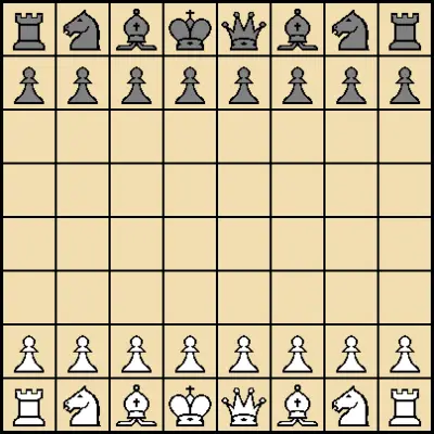 Representación del tablero y piezas del Shatranj, el antiguo juego persa.